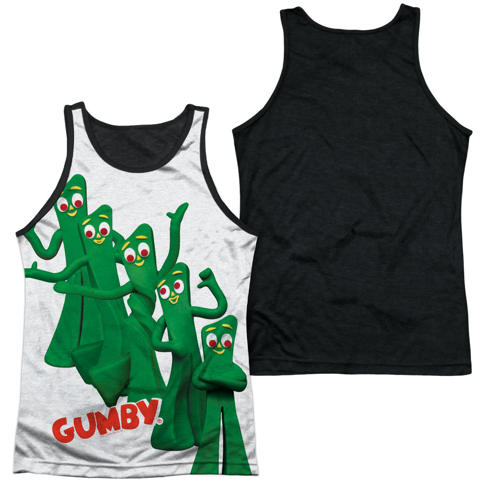 Gumby - Moves - Adult Poly Tank Top Black Back - White