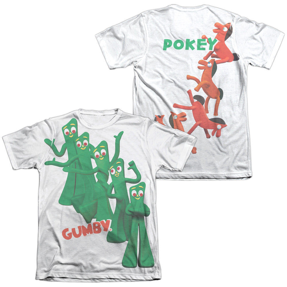 Gumby - Moves (Front/back Print) - Adult Poly/cotton Short Sleeve Tee-sublimate White T-shirt