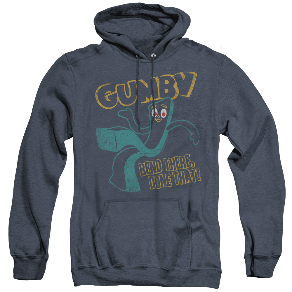 Gumby - Bend There - Adult Heather Hoodie - Navy
