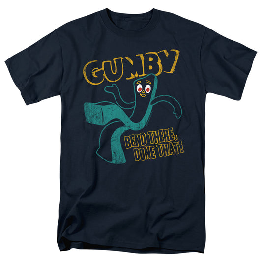 Gumby - Bend There - Short Sleeve Adult 18/1 - Navy T-shirt