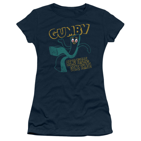 Gumby - Bend There - Short Sleeve Junior Sheer - Navy T-shirt