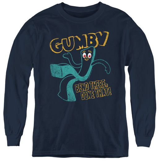 Gumby - Bend There - Youth Long Sleeve Tee - Navy