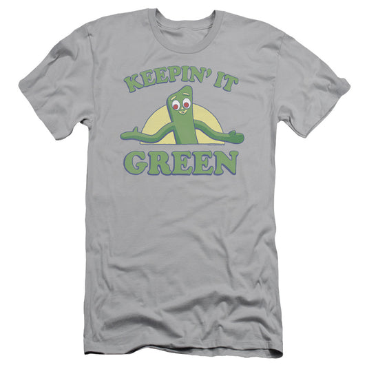 Gumby - Keepin It Green - Short Sleeve Adult 30/1 - Silver T-shirt
