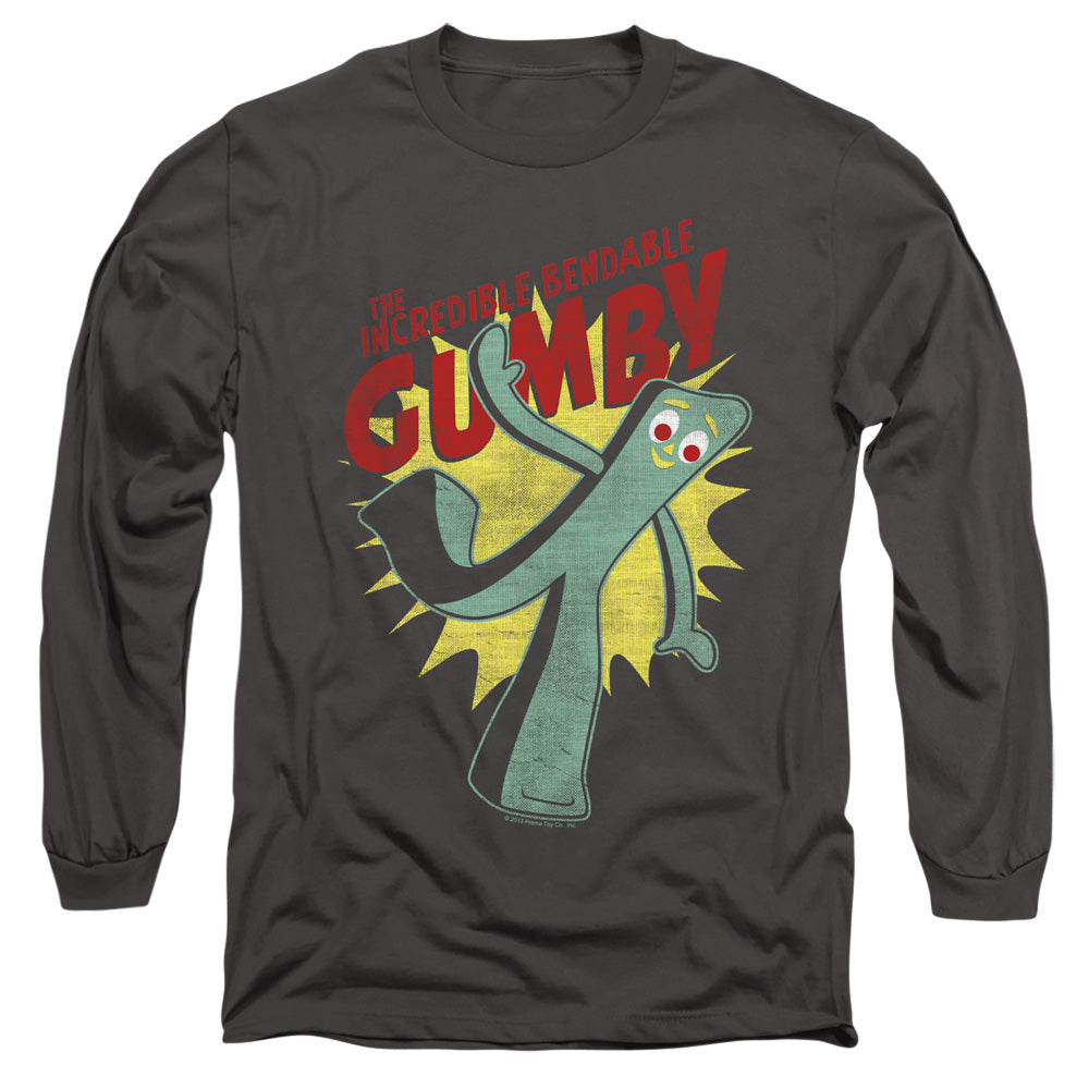 Gumby - Bendable - Long Sleeve Adult 18/1 - Charcoal T-shirt