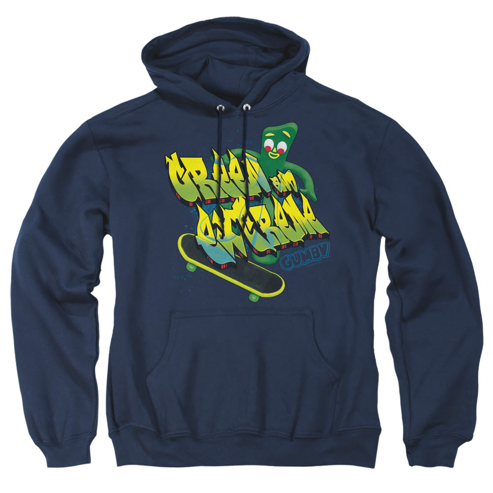Gumby - Green And Extreme - Adult Pull-over Hoodie - Navy
