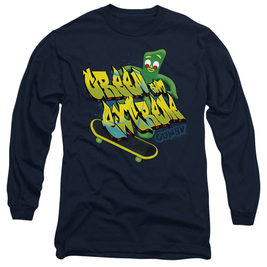 Gumby - Green And Extreme - Long Sleeve Adult 18/1 - Navy T-shirt