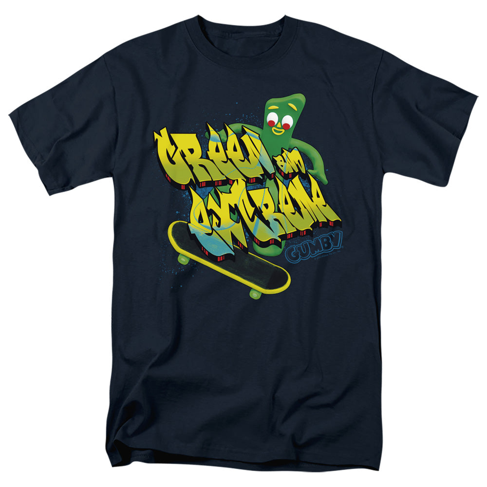 Gumby - Green And Extreme - Short Sleeve Adult 18/1 - Navy T-shirt