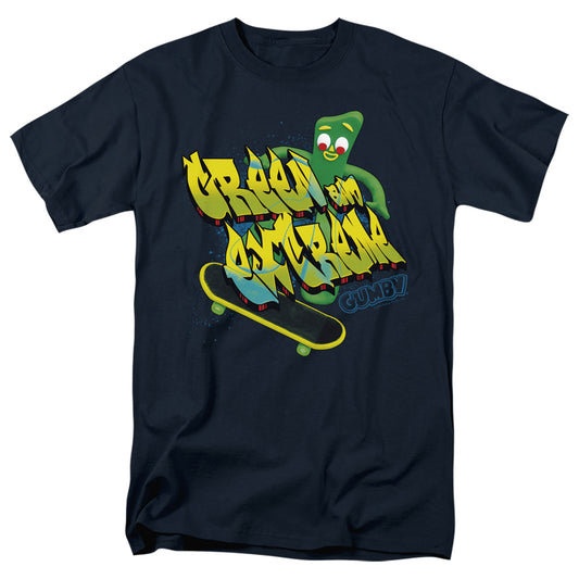 Gumby - Green And Extreme - Short Sleeve Adult 18/1 - Navy T-shirt