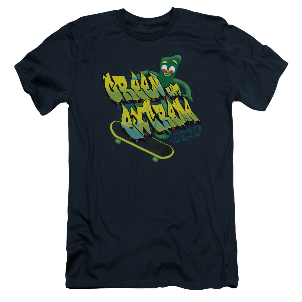 Gumby - Green And Extreme - Short Sleeve Adult 30/1 - Navy T-shirt
