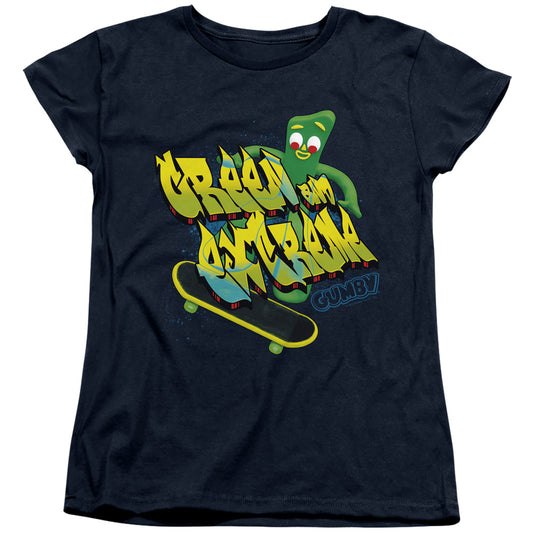 Gumby - Green And Extreme - Short Sleeve Womens Tee - Navy T-shirt