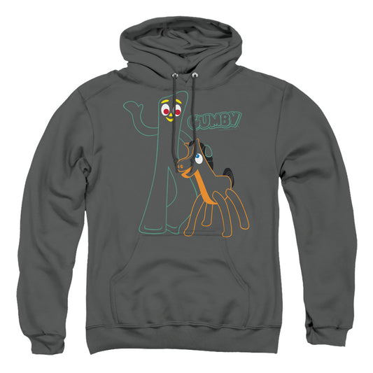 Gumby - Outlines - Adult Pull-over Hoodie - Charcoal