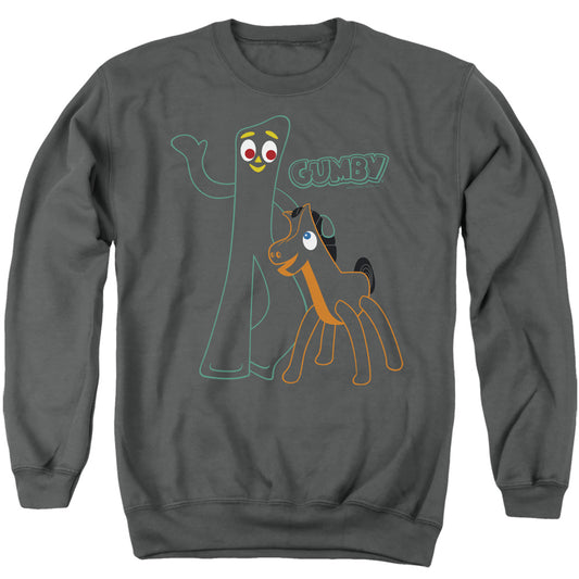 Gumby - Outlines - Adult Crewneck Sweatshirt - Charcoal