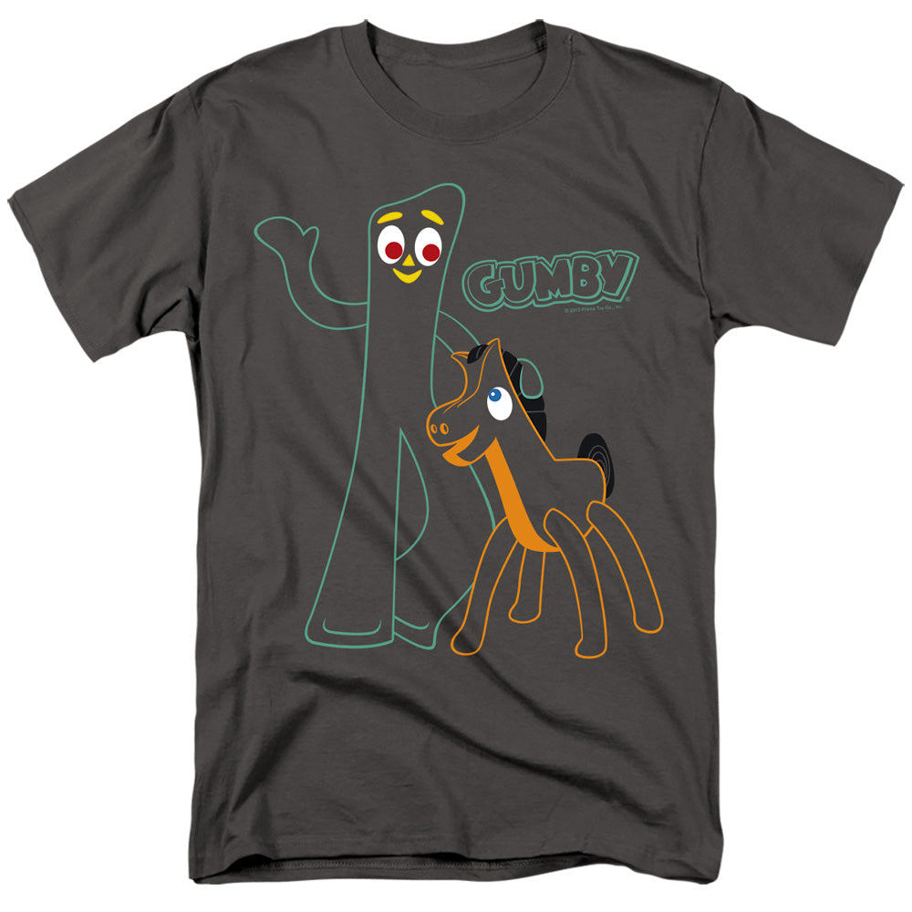 Gumby - Outlines - Short Sleeve Adult 18/1 - Charcoal T-shirt