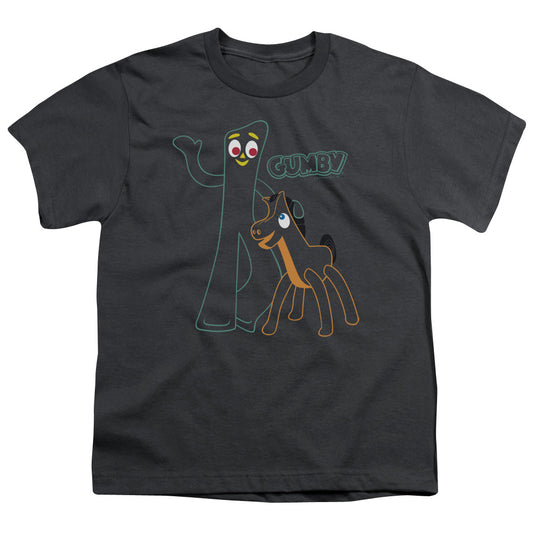 Gumby - Outlines - Short Sleeve Youth 18/1 - Charcoal T-shirt