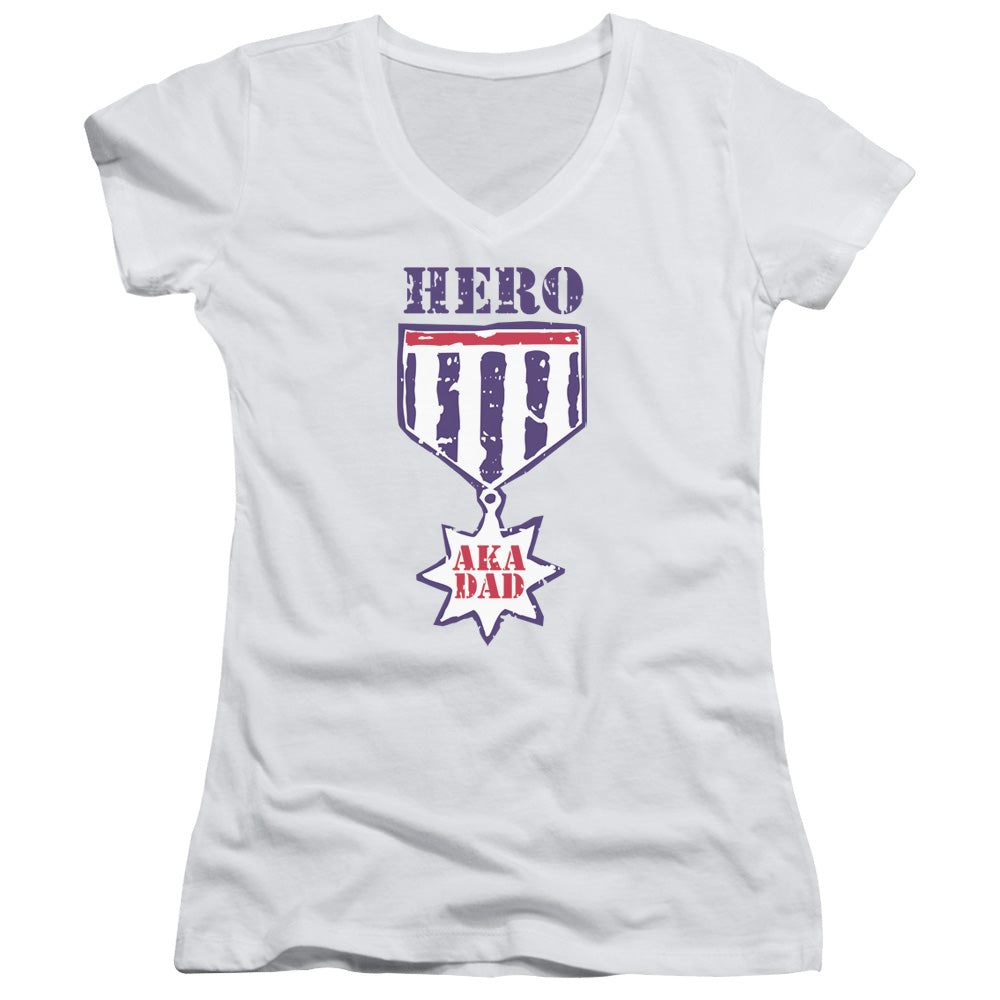 Hero Aka Dad - Junior V-neck - White