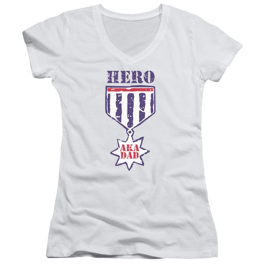 Hero Aka Dad - Junior V-neck - White