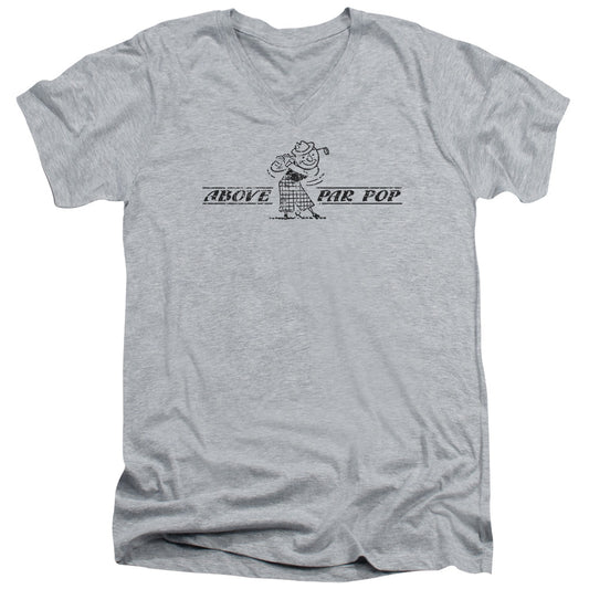 Above Par Pop - Short Sleeve Adult V-neck - Athletic Heather T-shirt