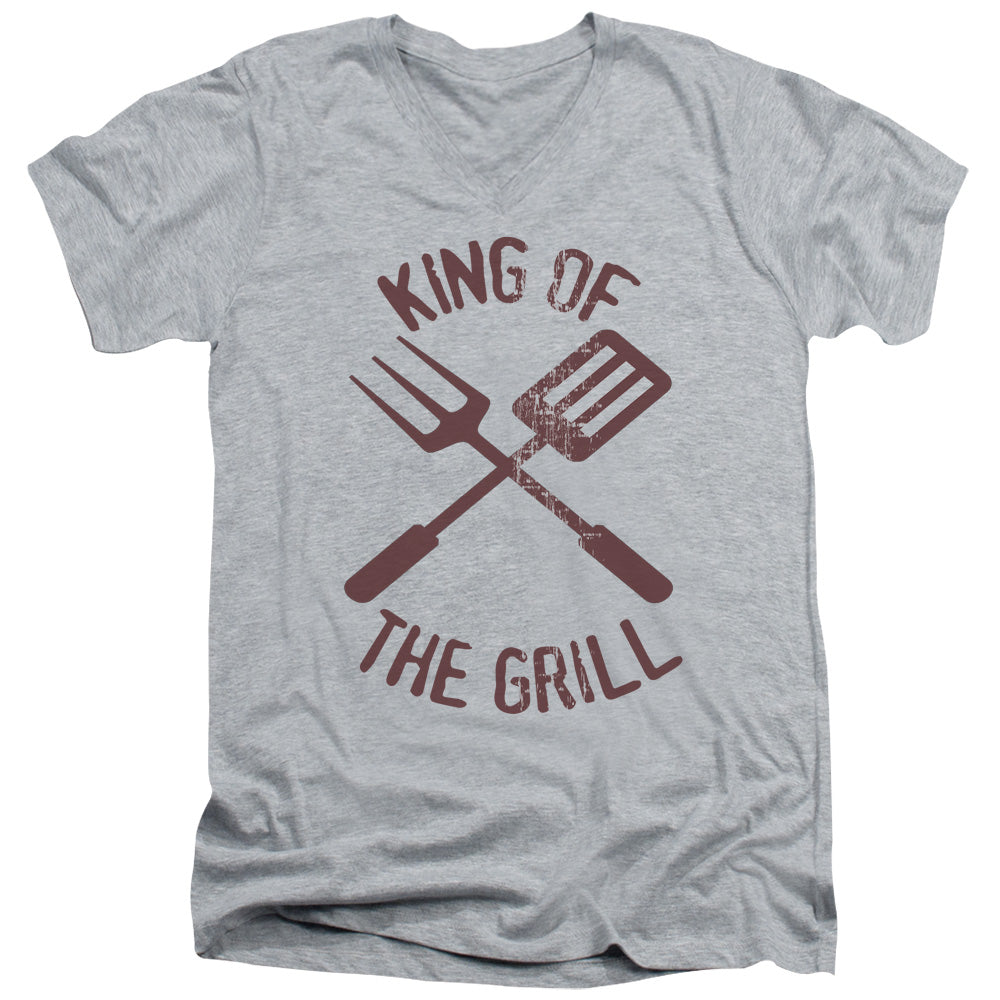 King Of The Grill - Short Sleeve Adult V-neck - Athletic Heather T-shirt