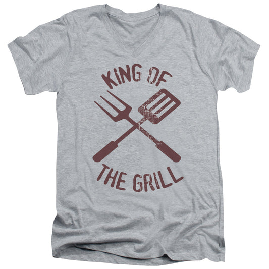 King Of The Grill - Short Sleeve Adult V-neck - Athletic Heather T-shirt