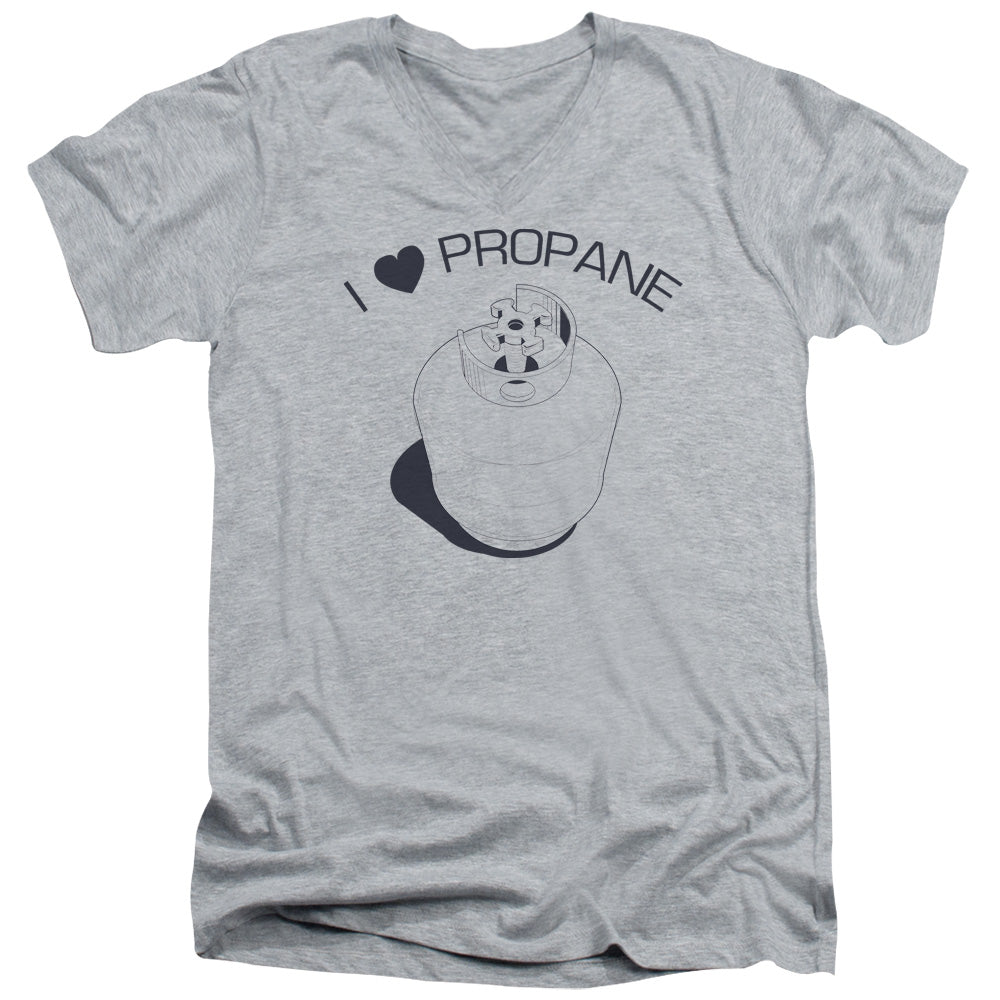 I Heart Propane - Short Sleeve Adult V-neck - Athletic Heather T-shirt