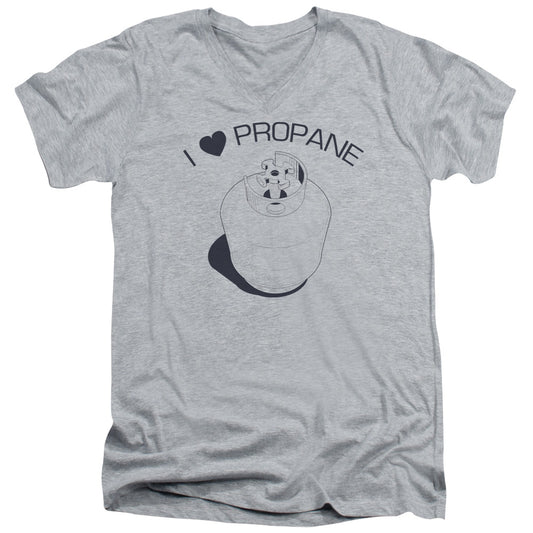I Heart Propane - Short Sleeve Adult V-neck - Athletic Heather T-shirt