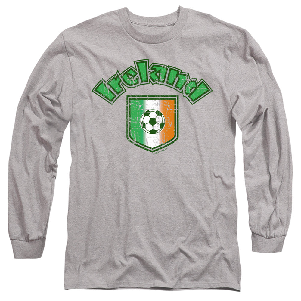 Ireland With Soccer Flag - Long Sleeve Adult 18 - 1 - Athletic Heather T-shirt