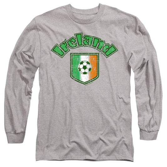 Ireland With Soccer Flag - Long Sleeve Adult 18 - 1 - Athletic Heather T-shirt