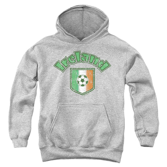 Ireland With Soccer Flag - Youth Pull-over Hoodie - Heather