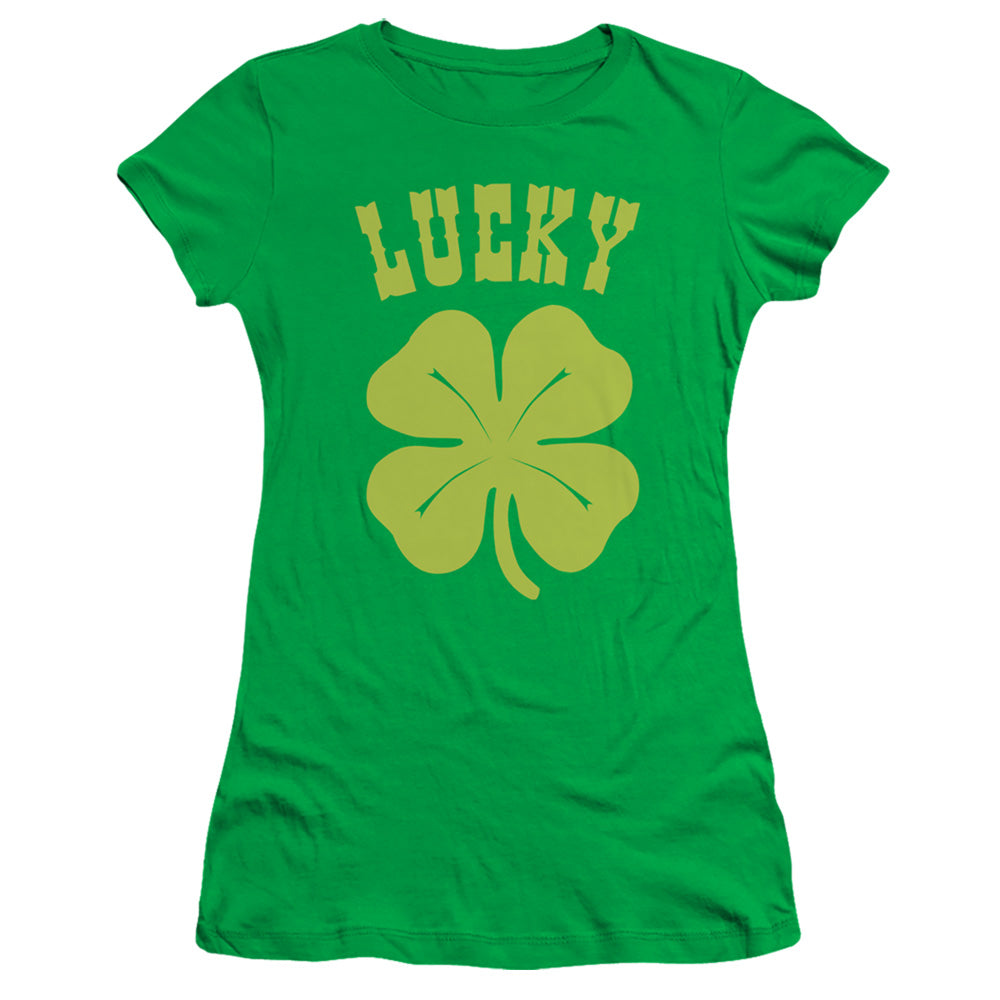 Lucky Shamrock - Short Sleeve Junior Sheer - Kelly Green T-shirt