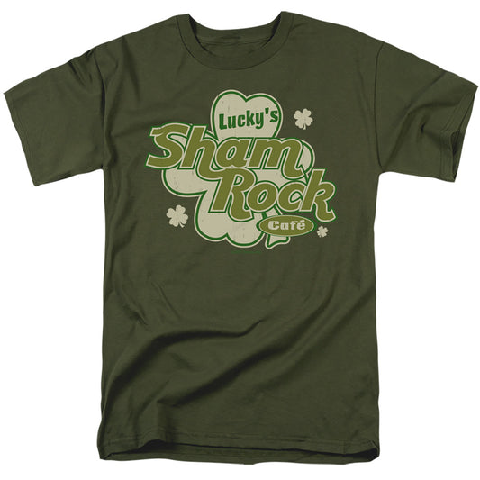 Luckys Shamrock Cafe - Short Sleeve Adult 18 - 1 - Military Green T-shirt