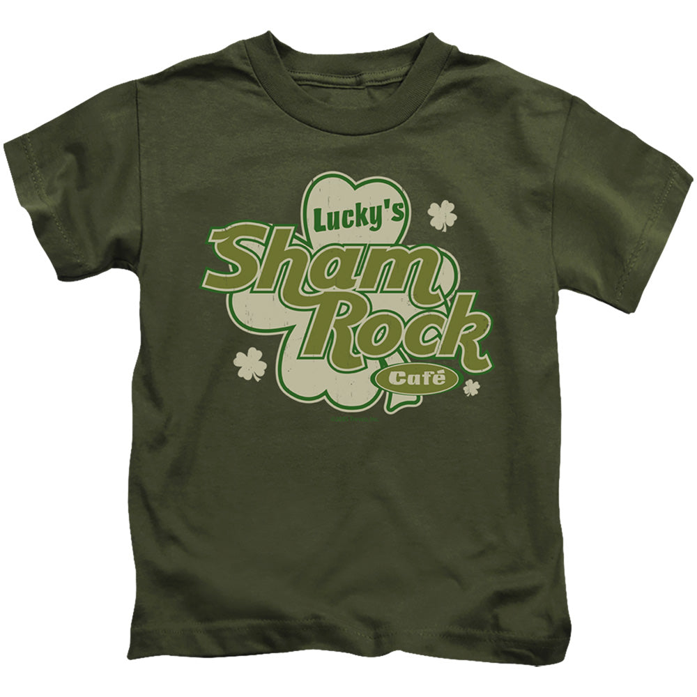 Luckys Shamrock Cafe - Short Sleeve Juvenile 18 - 1 - Military Green T-shirt