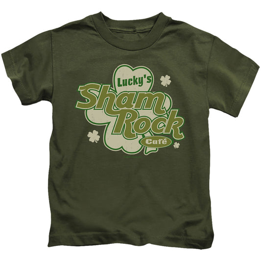 Luckys Shamrock Cafe - Short Sleeve Juvenile 18 - 1 - Military Green T-shirt