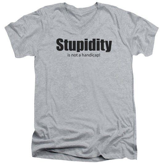 Stupidity - Short Sleeve Adult V-neck - Athletic Heather T-shirt