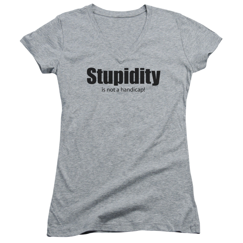 Stupidity - Junior V-neck - Athletic Heather