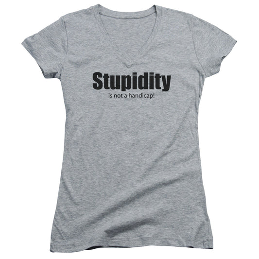 Stupidity - Junior V-neck - Athletic Heather