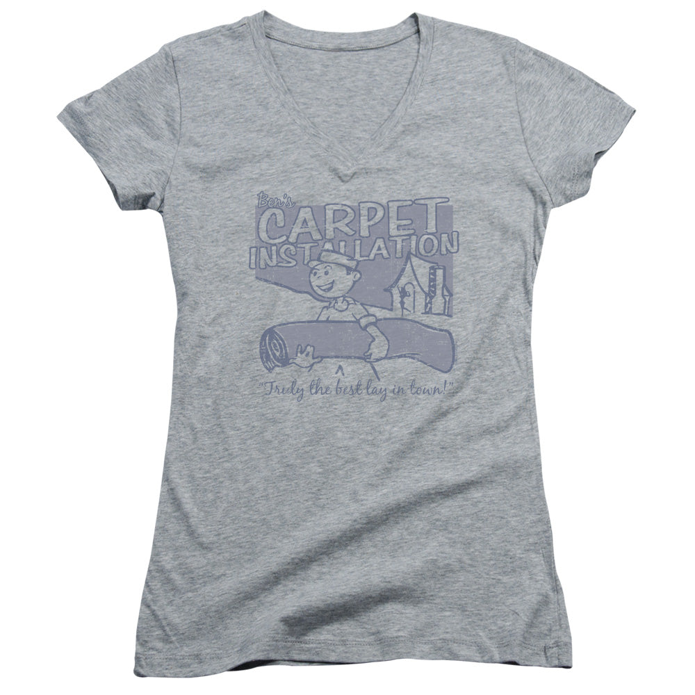 Bens Carpet Installation - Junior V-neck - Athletic Heather