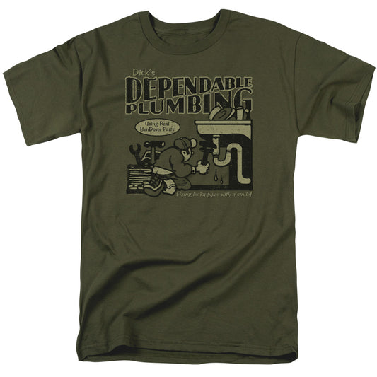 Dicks Plumbing - Short Sleeve Adult 18 - 1 - Military Green T-shirt
