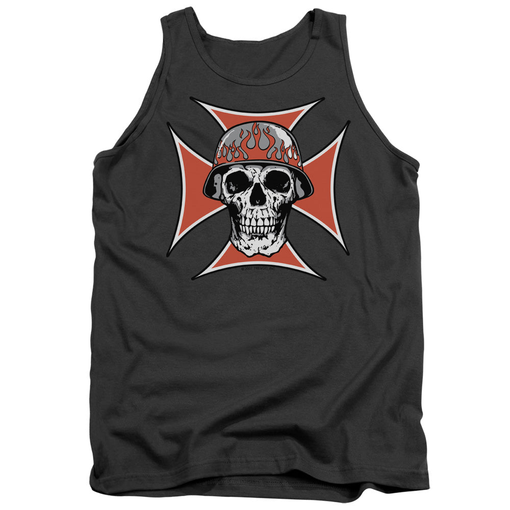 Iron Cross Skull - Adult Tank - Charcoal
