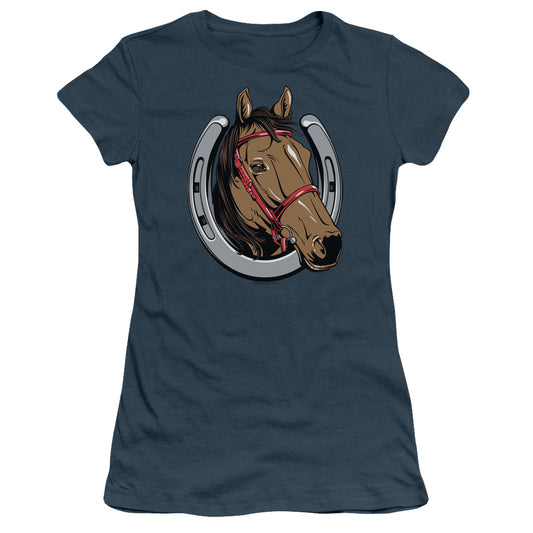 Lucky Horse - Short Sleeve Junior Sheer - Indigo T-shirt
