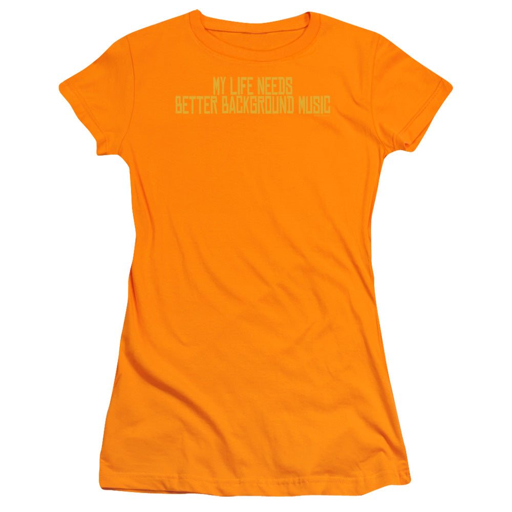 Better Background Music - Short Sleeve Junior Sheer - Orange T-shirt