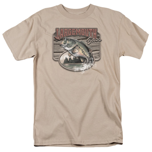 Wildlife - Large Mouth Bass - Short Sleeve Adult 18/1 - Sand T-shirt