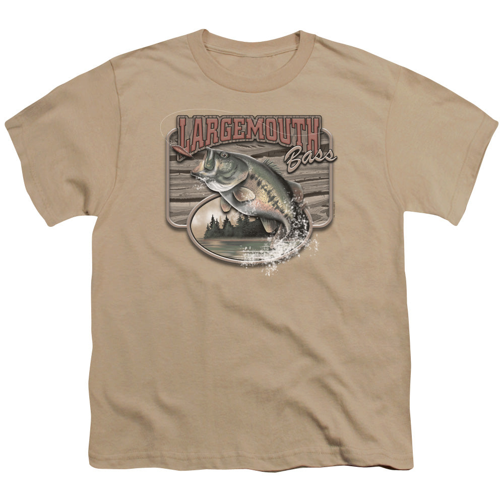 Wildlife - Large Mouth Bass - Short Sleeve Youth 18/1 - Sand T-shirt