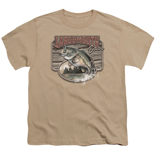 Wildlife - Large Mouth Bass - Short Sleeve Youth 18/1 - Sand T-shirt