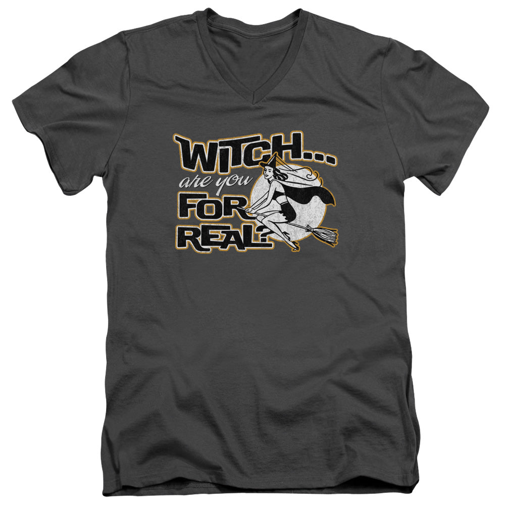 For Real - Short Sleeve Adult V-neck 30 - 1 - Charcoal T-shirt