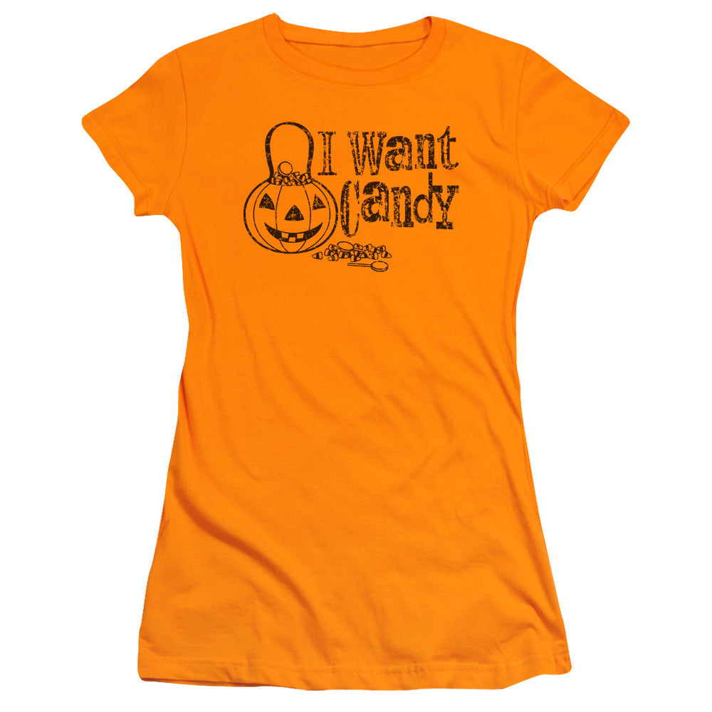 I Want Candy - Short Sleeve Junior Sheer - Orange T-shirt