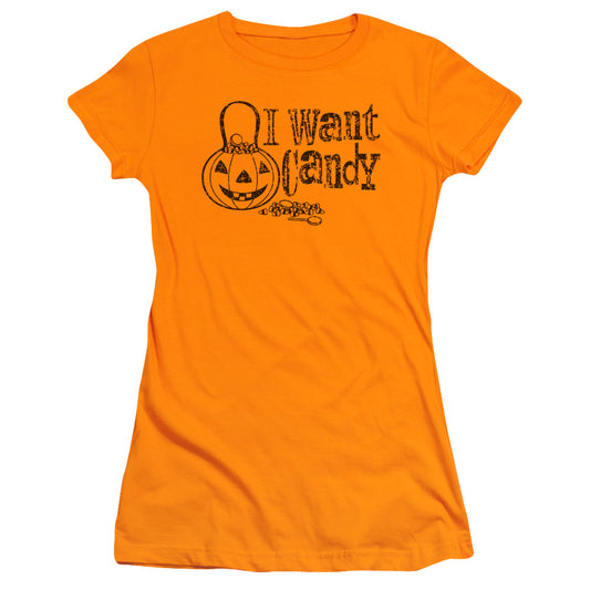 I Want Candy - Short Sleeve Junior Sheer - Orange T-shirt