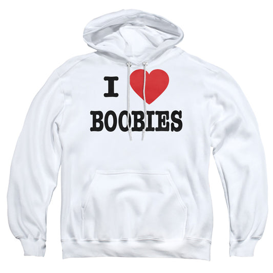 I Love Boobies - Adult Pull-over Hoodie - White