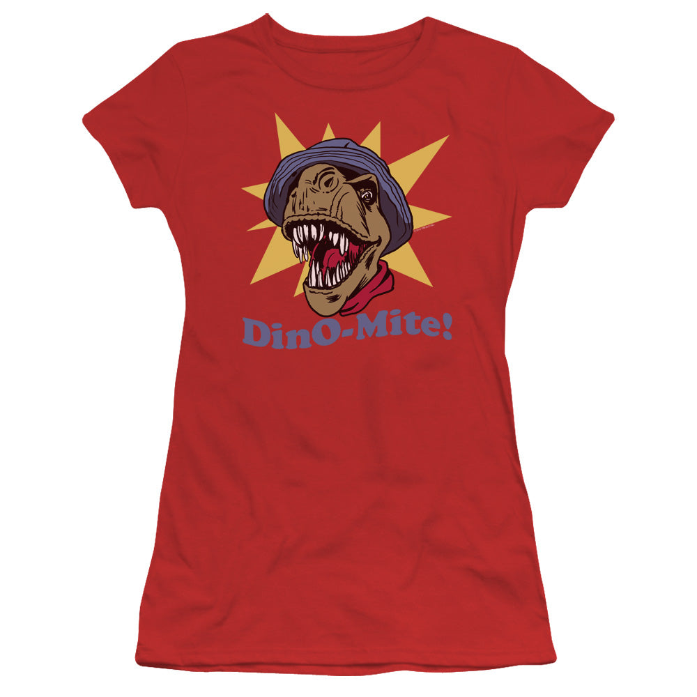 Dino Mite - Short Sleeve Junior Sheer - Red T-shirt