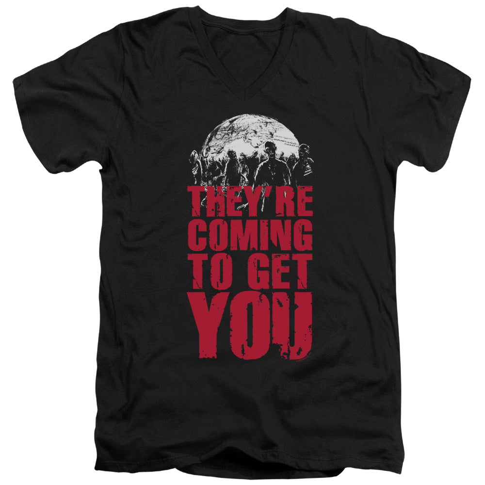 Theyre Coming To Get You - Short Sleeve Adult V-neck - Black T-shirt