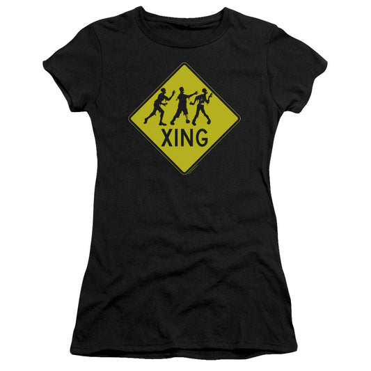 Zombie Xing - Short Sleeve Junior Sheer - Black T-shirt